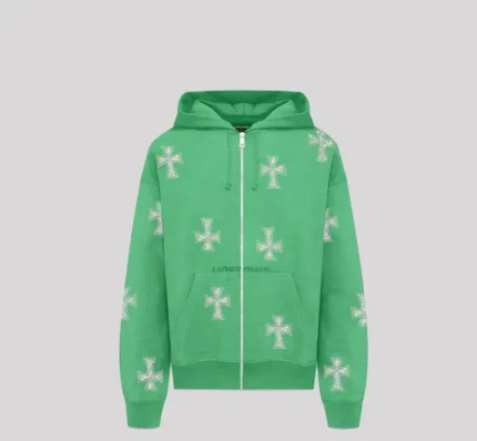 UNKNOWN LONDON Sweaters Cross Rhinestone Zip Up Hoodie