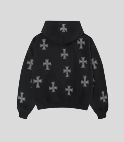 BLACK WHITE RHINESTONE HOODIE 1