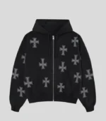 BLACK WHITE RHINESTONE HOODIE