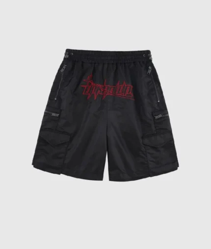 Unknown London Embroidered Nylon Shorts Black 2 (1)