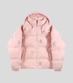 UNKNOWN LONDON】PINK ALL OVER SILVER DAGGER RHINESTONE PUFFER