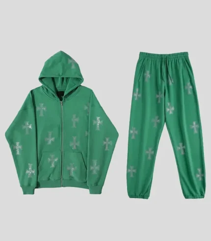 Y2k Aesthetic Cross Rhinestone Tracksuit Jogging Suit 90s Vintage (1)
